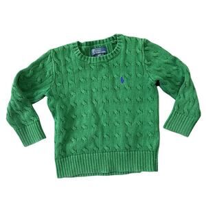 Polo by Ralph Lauren Kids Green Cable Knit Cotton Sweater Size 4